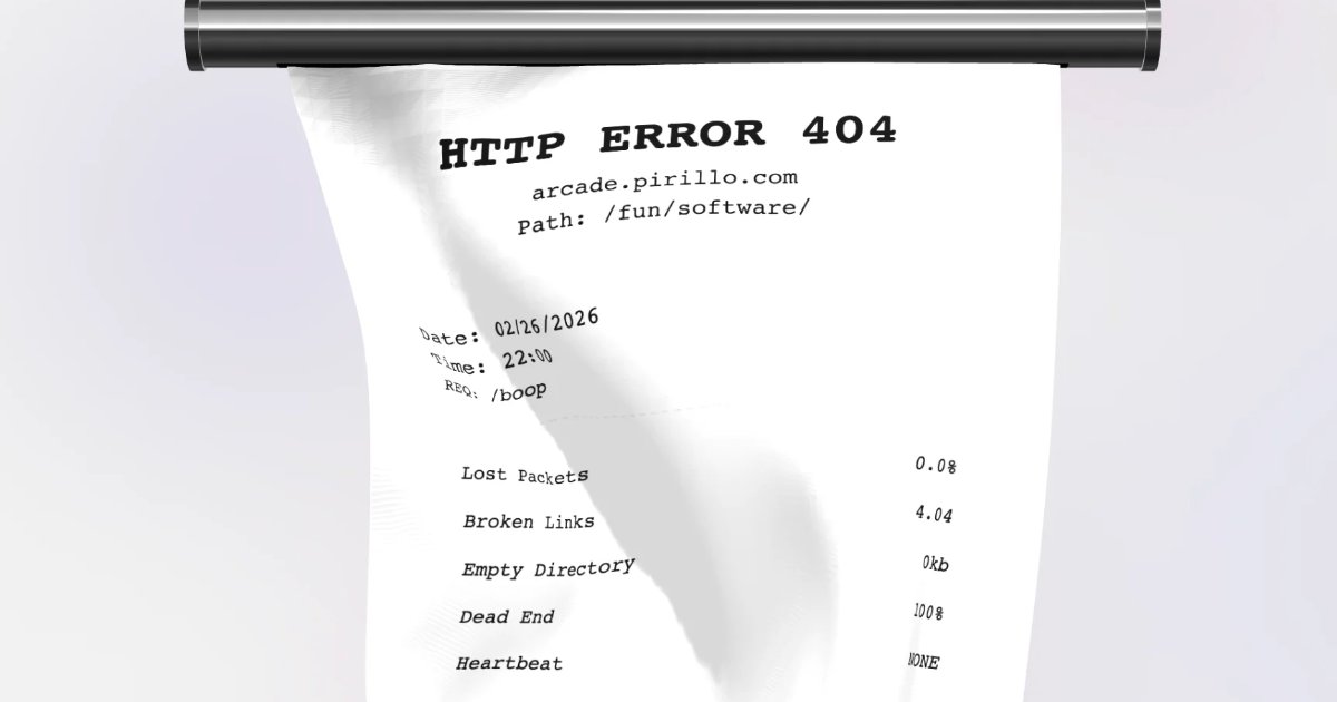 Screenshot of Best 404 Ever: Interactive 404 error page art. Drag, ripple, and play with a creative page-not-found design — a unique browser art installation you can interact with.