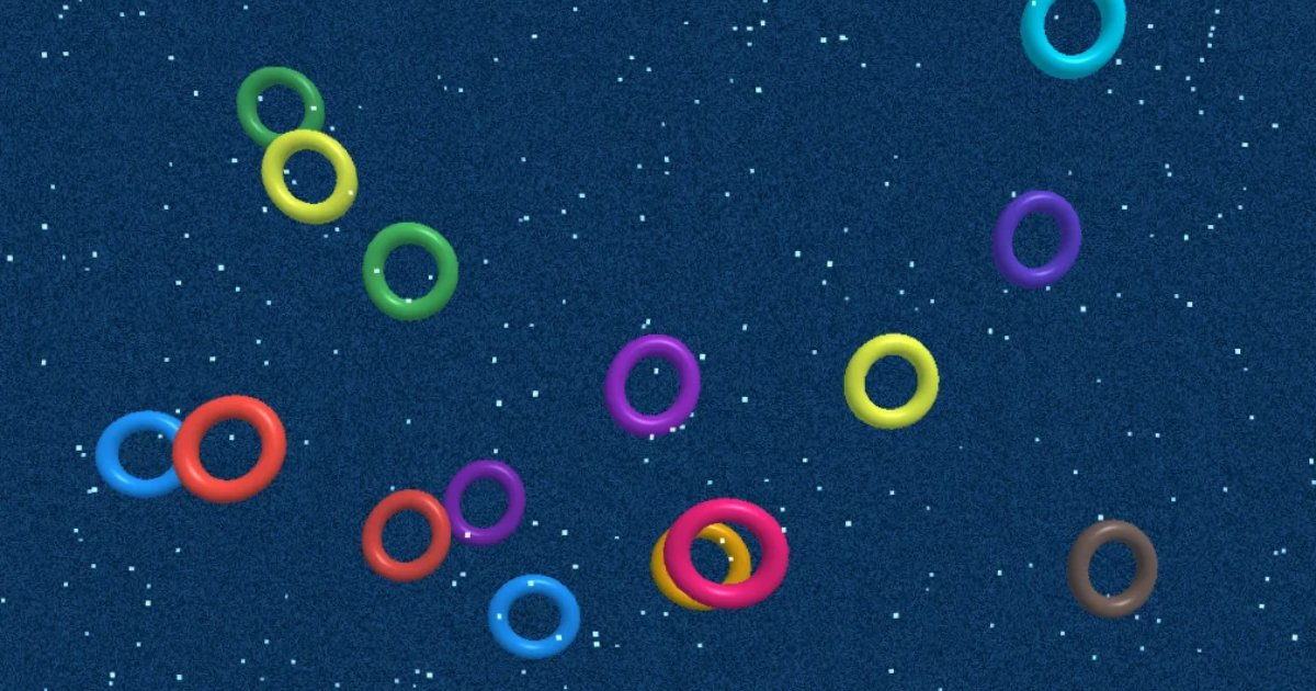 Screenshot of Aqua Force: Fluid dynamics ring simulator. Create mesmerizing water-like ring formations with real-time physics — a satisfying WebGL toy for fluid simulation enthusiasts.