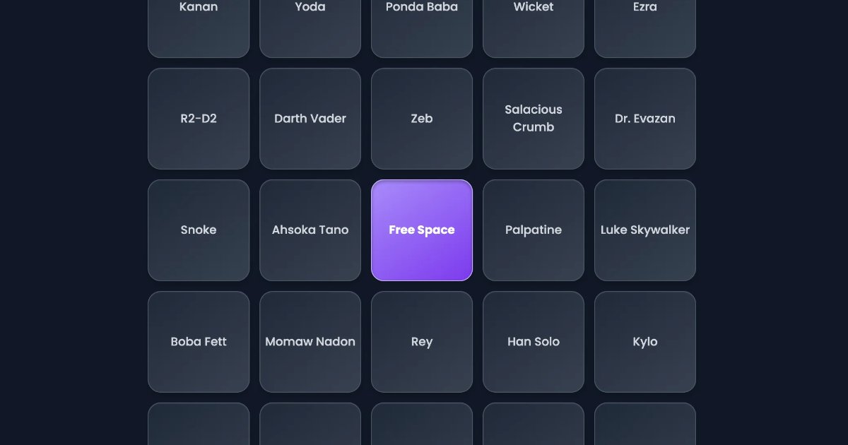 Screenshot of Bingo Maker: Bingo card generator and live caller. Create custom cards for parties, classrooms, or game night — print or play. A free alternative to bingo card creator apps.