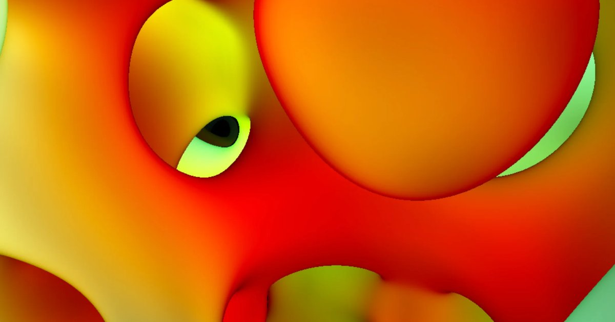 Screenshot of Blob Snob: Procedural gyroid structure generator. Blobby 3D mathematical surfaces in motion — a visualization of triply periodic minimal surfaces and TPMS geometry.