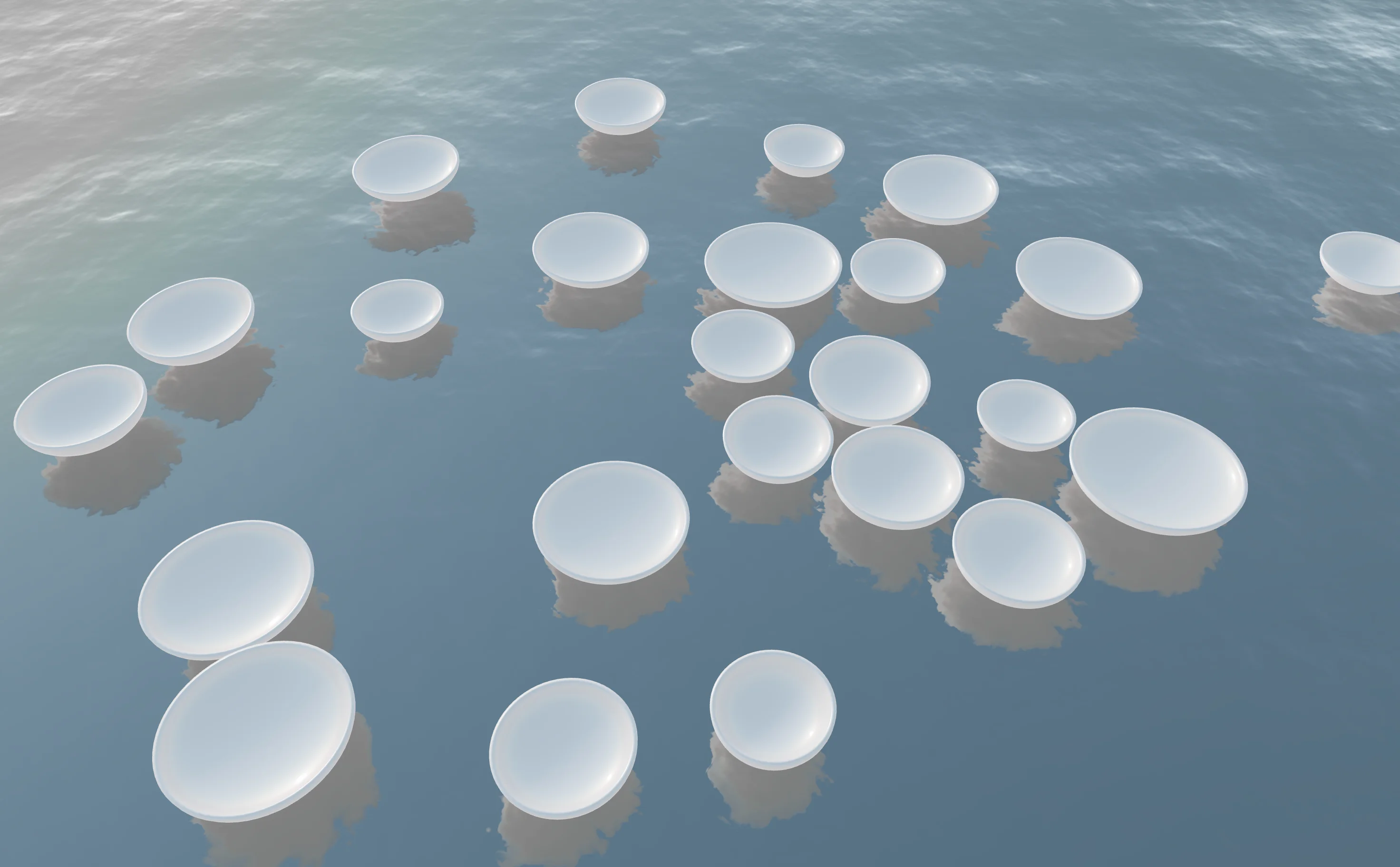 Screenshot of Clinamen: Generative ambient music with virtual singing bowls. Procedural soundscapes and meditative visuals — an interactive alternative to Brian Eno's ambient apps and Endel.