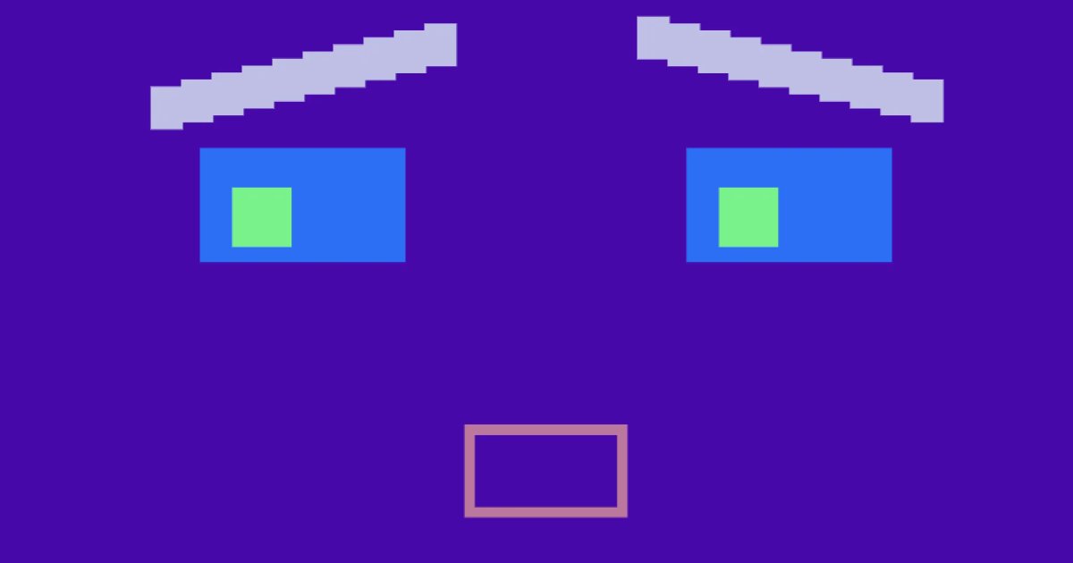 Screenshot of Computer Outerface: Digital face generator with procedural expressions. Create stylized computer personalities — a quirky generative character toy with randomized features.