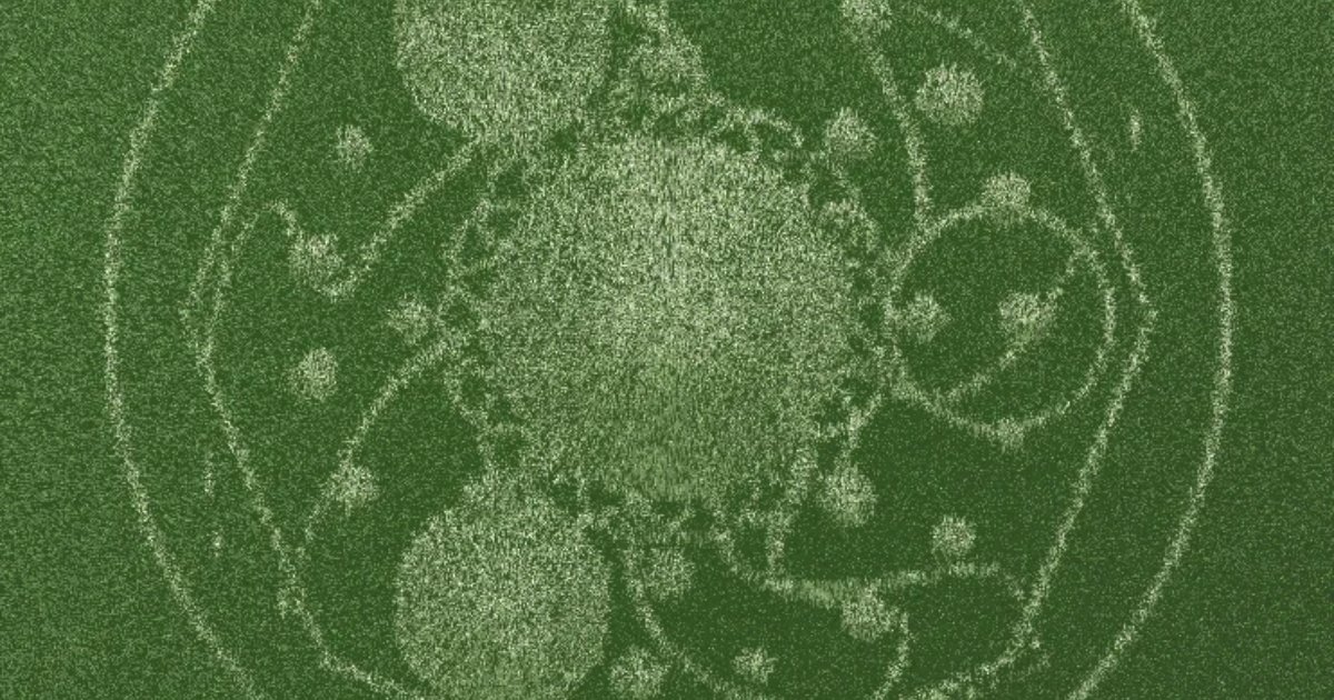 Screenshot of Crop Circles: 3D crop circle pattern generator. Design intricate geometric formations viewed from above — create sacred geometry and alien-inspired art with parametric controls.