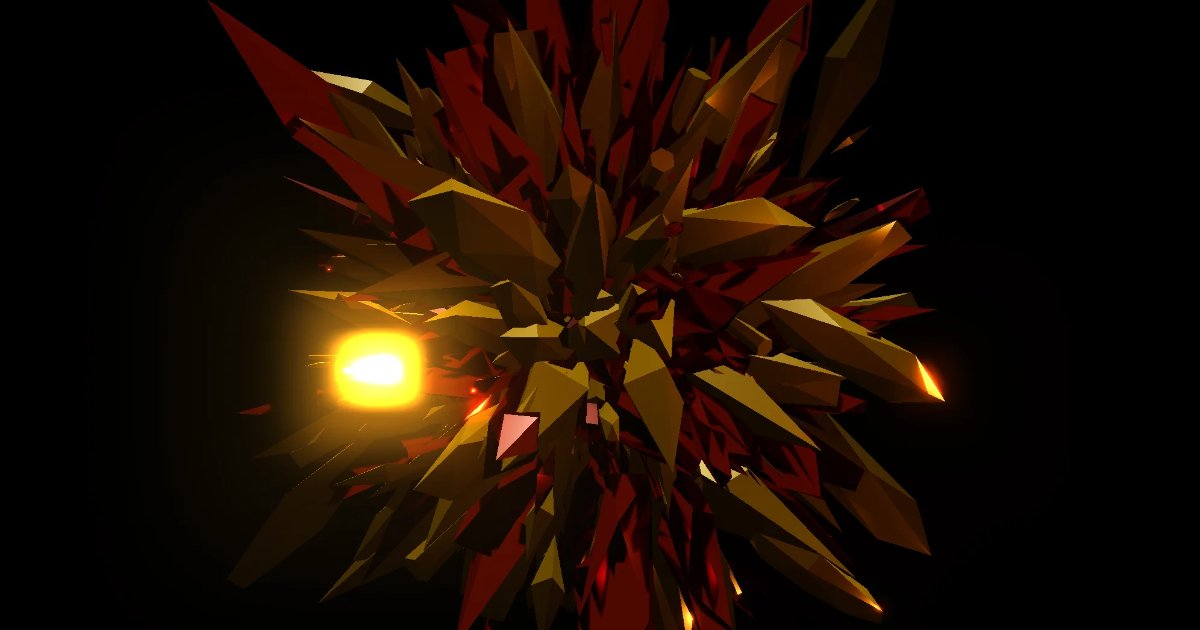 Screenshot of Crystal Cluster: 3D crystal growth simulator. Customize formations, explosion forces, and cinematic lighting — procedural mineralogy art with physics-based generation.