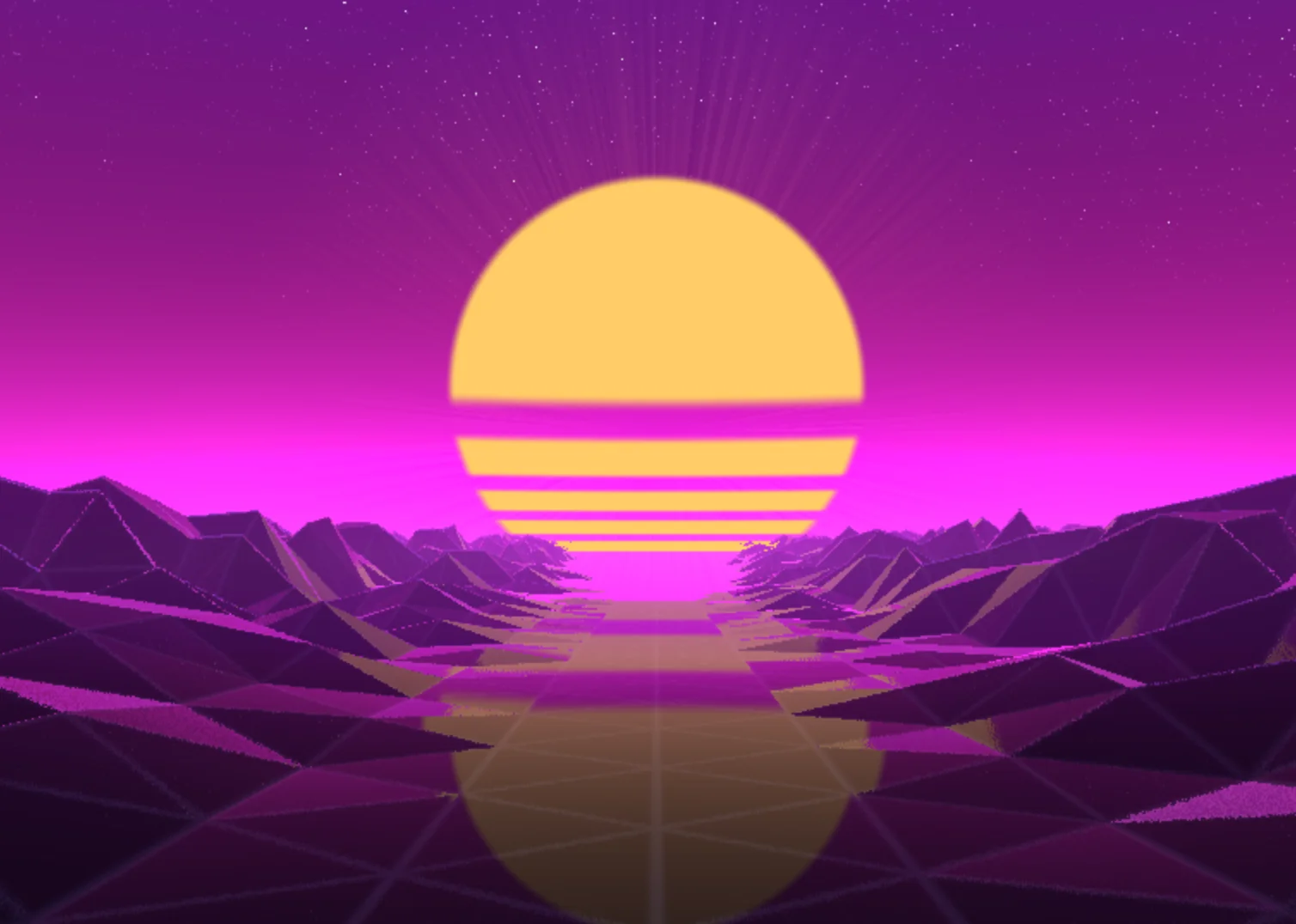 Screenshot of Cyber Horizon: Synthwave landscape generator. Create retro-futuristic 1980s neon horizon scenes — download vaporwave and outrun-style backgrounds for thumbnails and wallpapers.