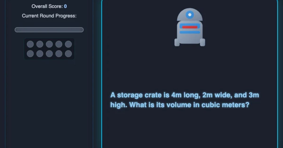Screenshot of Droid Repair: Math game for kids with a Star Wars theme. Solve arithmetic equations to repair droids — educational multiplication and addition practice with sci-fi motivation.