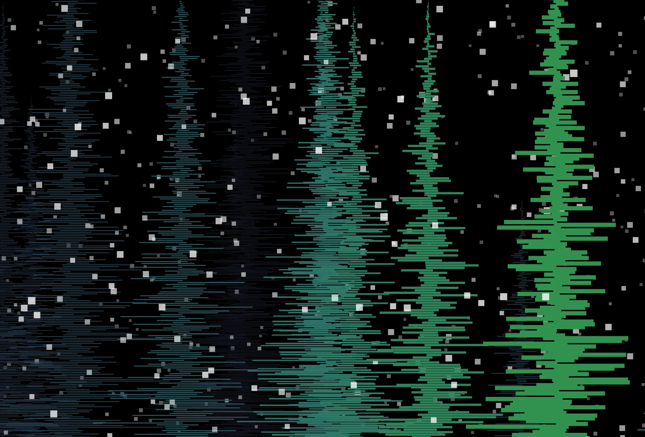 Screenshot of Everline Forest: Atmospheric generative forest visualization. Procedural trees grow in an evolving woodland scene — a calming L-system botanical art generator.