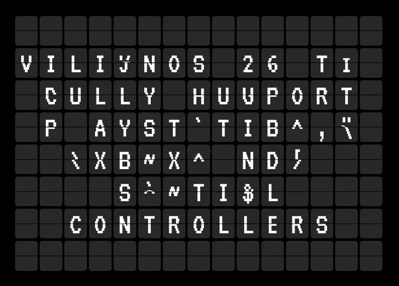 Screenshot of Flipatron: Split-flap display simulator. Type any message and watch mechanical letters animate — a digital recreation of Solari departure boards and retro airport signage.