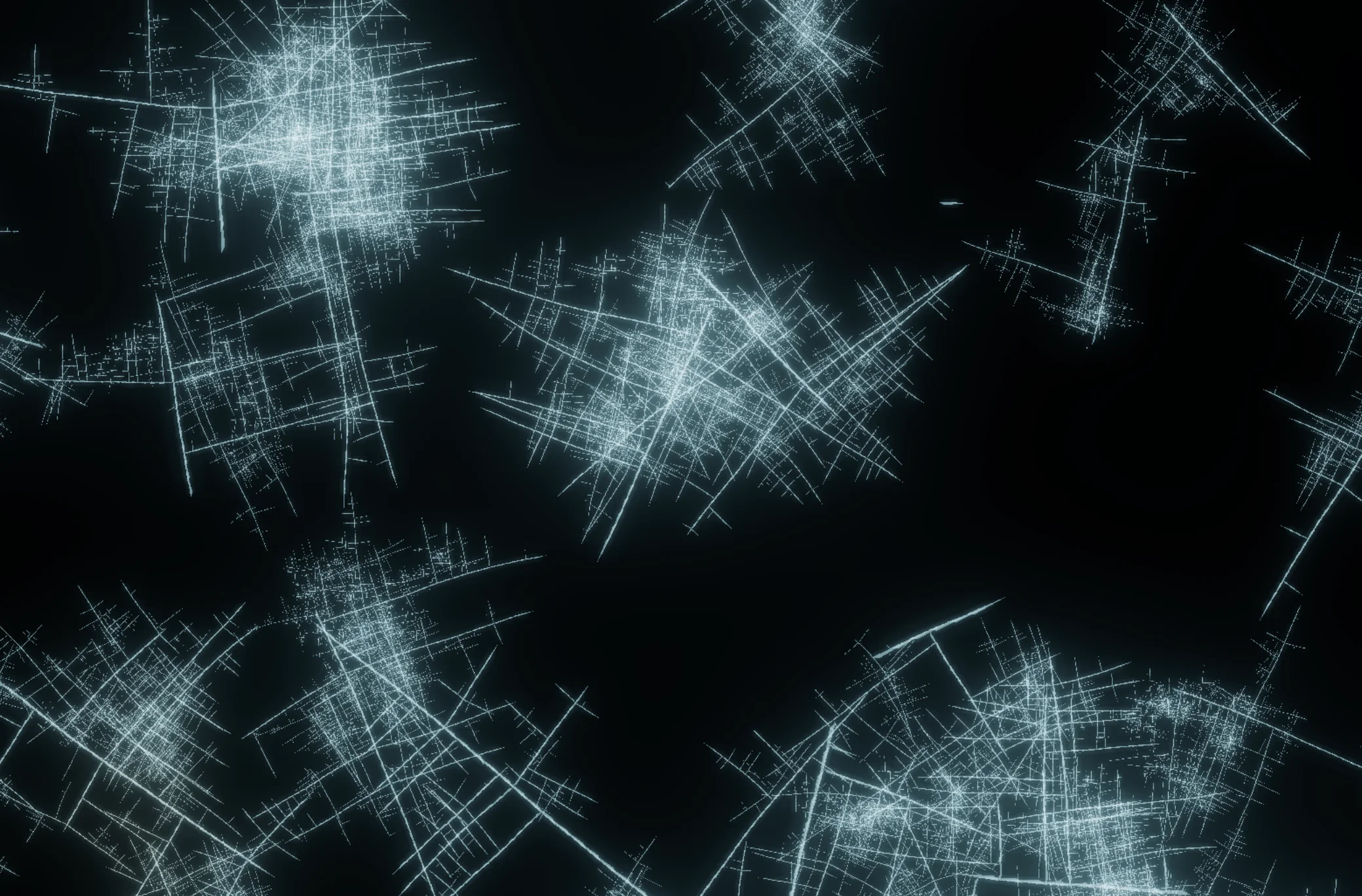 Screenshot of Frosty Pane: Frost and ice crystal simulator. Watch generative patterns form on a frozen windowpane — a procedural crystallization visualization for winter aesthetics.