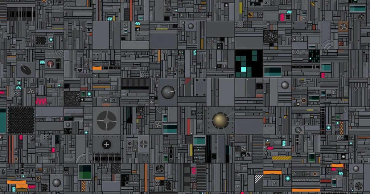 Screenshot of Imperial Architect: Sci-fi industrial surface generator inspired by Star Wars greeble. Create intricate mechanical textures — generative kitbashing for concept art and design.