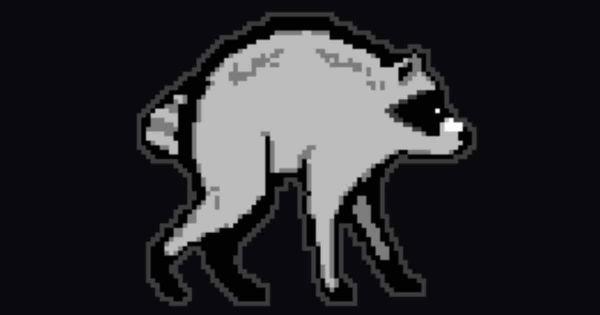 Screenshot of Jimothy: Free 8-bit NES-style (Nintendo) game starring Jimothy, Seattle's viral short-spined raccoon. Raid trash cans, dodge paparazzi, cross Ballard streets, climb to the den.