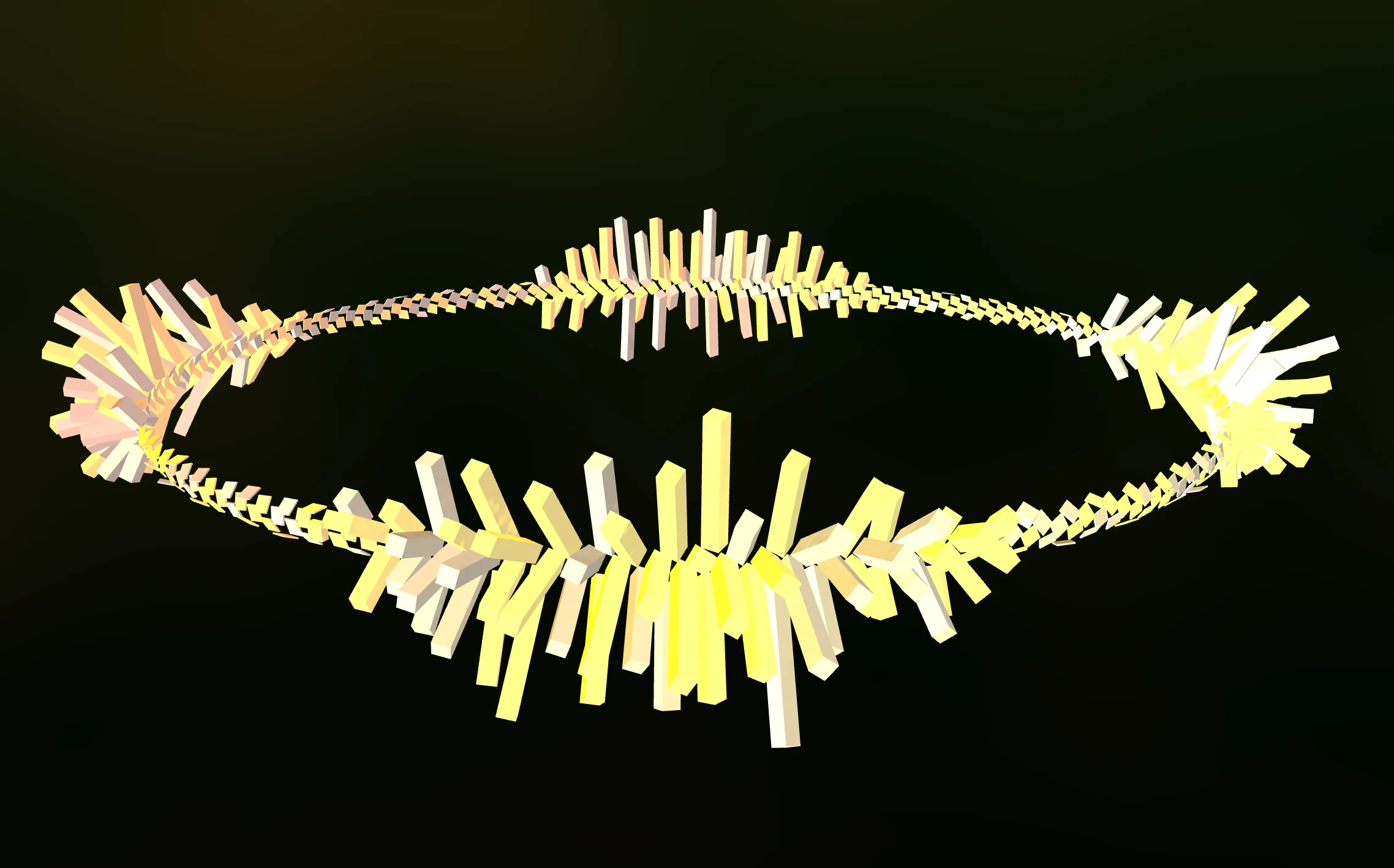 Screenshot of Joy Field: Audio-reactive generative art. Procedural geometry responds to music and sound in real-time — a visual music experience inspired by Milkdrop and Winamp visualizers.