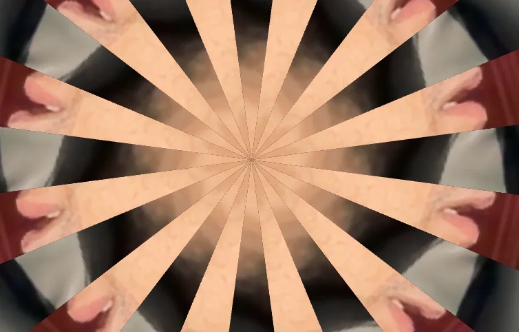 Screenshot of Kaleidoscope: Webcam kaleidoscope. Transform your camera feed into symmetrical visual art patterns in real-time — a digital kaleidoscope toy using live video input.