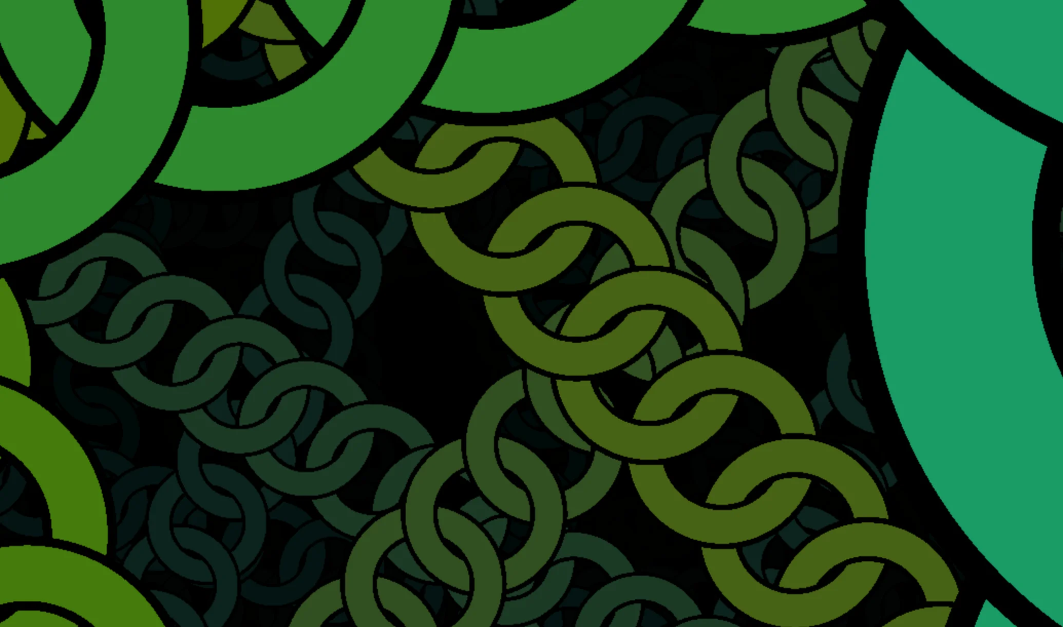 Screenshot of Linky Dinks: Infinite chain link world simulator. Explore a metallic lattice with real-time navigation — a procedural material study in interlocking geometry.