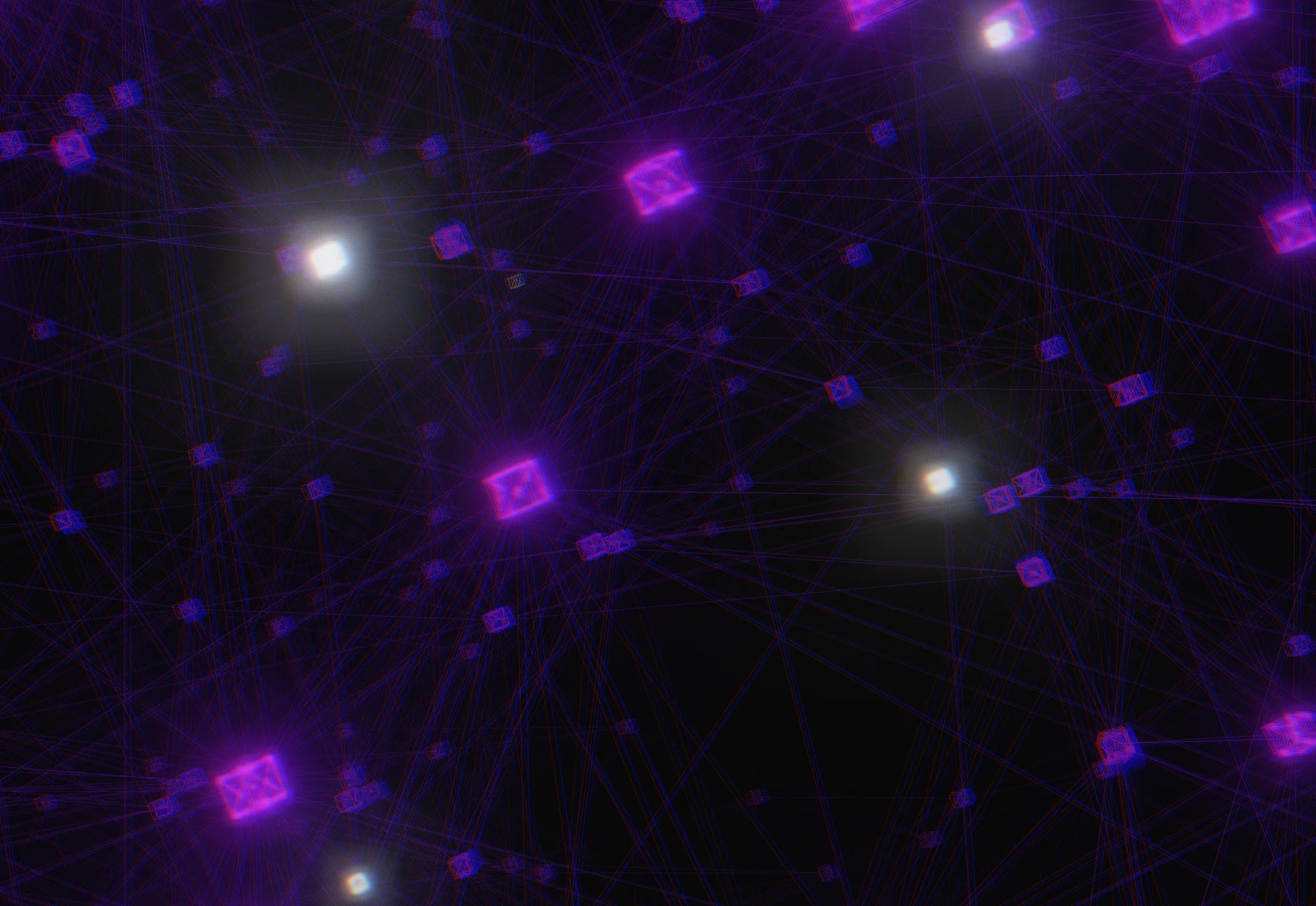 Screenshot of Node Moe: Interactive particle engine toy. Create node-based particle systems with adjustable physics — a fun sandbox for exploring force-directed graph dynamics.