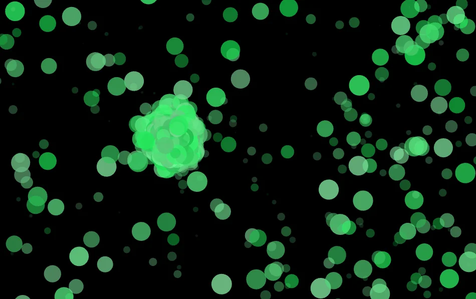 Screenshot of Particle Man: Interactive particle flow field simulator. Thousands of particles follow your cursor — a WebGL physics toy inspired by flow field algorithms and Boids.