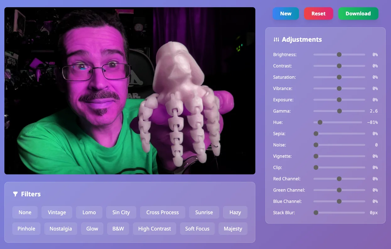 Screenshot of Picturino: Image editor with crop, resize, filters, and adjustments. Edit photos privately with zero server uploads — a free alternative to Pixlr and Photopea for quick edits.