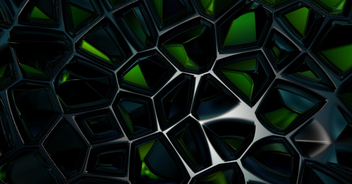 Screenshot of Refraction Action: 3D Voronoi lattice explorer with physical refraction and environment mapping. Create on-demand generative crystallography art.