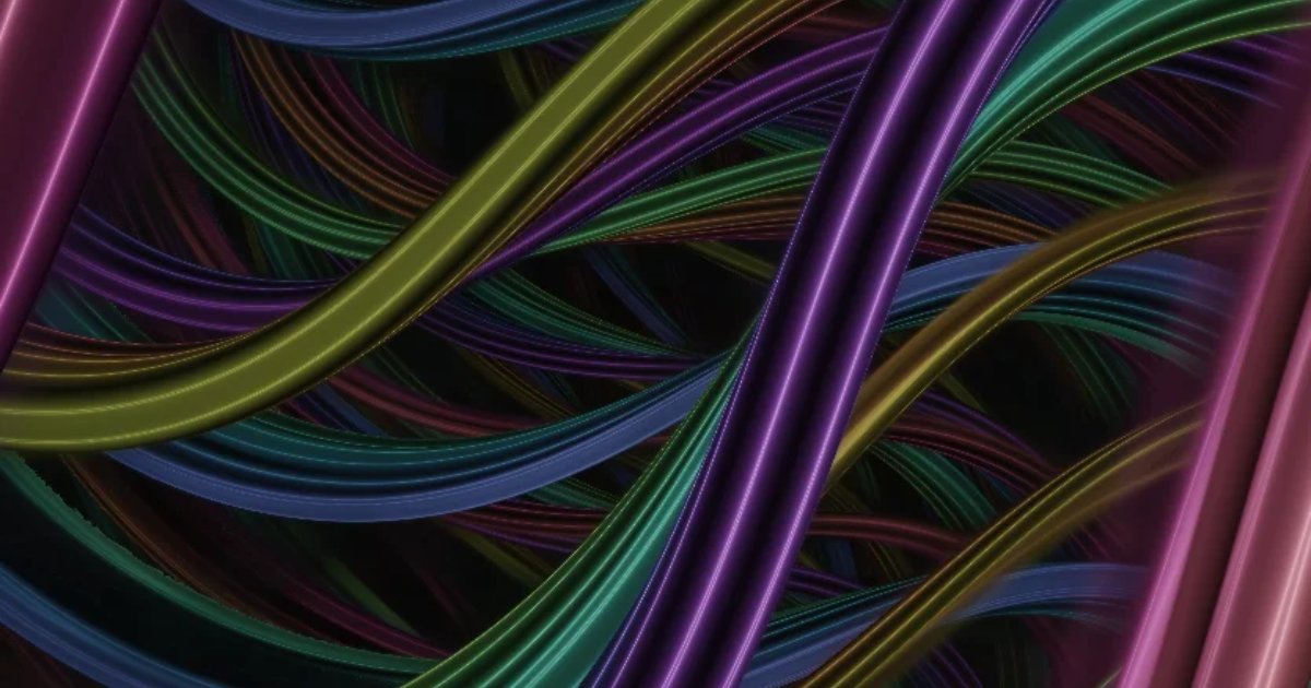 Screenshot of Ribbon Waves: Abstract ribbon wave visualization. Create flowing colorful patterns with mouse interaction — a relaxing generative art toy for ambient displays.