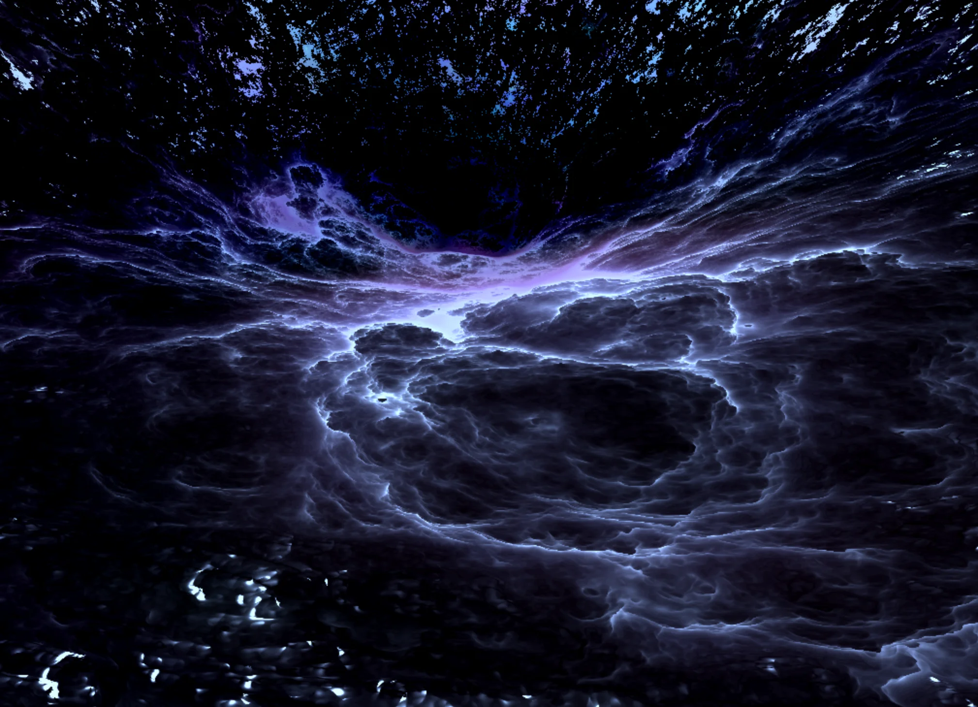 Screenshot of River Shiver: Abstract landscape generator with flowing river visuals. Create generative terrain scenes — procedural nature art with parametric erosion and water simulation.