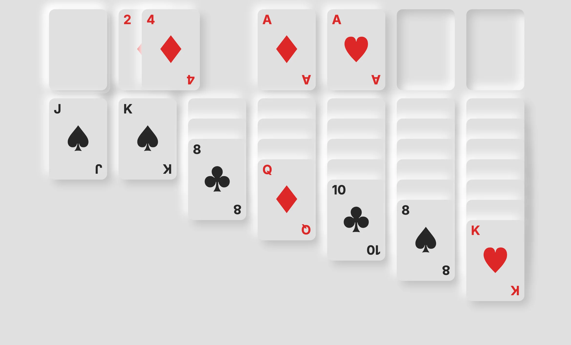 Screenshot of Solitary Solitaire: Klondike solitaire with undo, auto-complete, and win detection. Clean card game for desktop and mobile — a lightweight alternative to Microsoft Solitaire Collection.