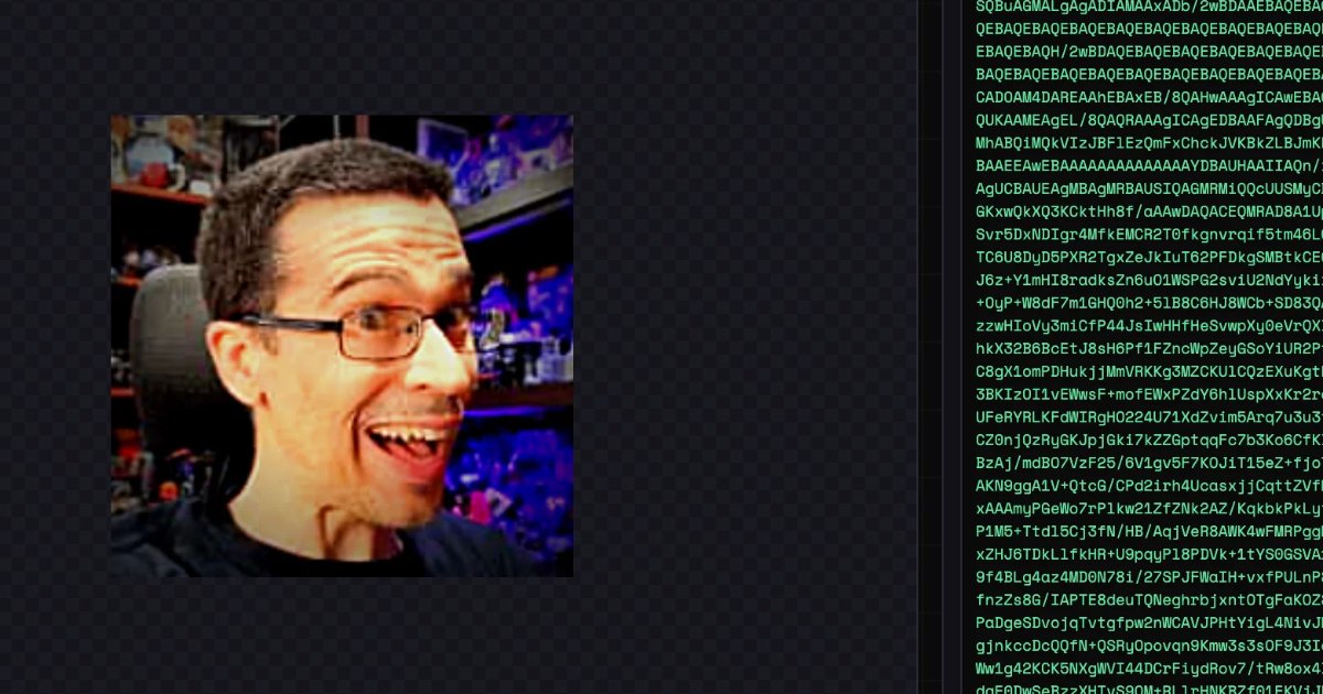 Screenshot of Studio B64: Image-to-Base64 converter. Crop, resize, filter, then export as data URIs for HTML and CSS — a developer utility for embedding images directly in code.