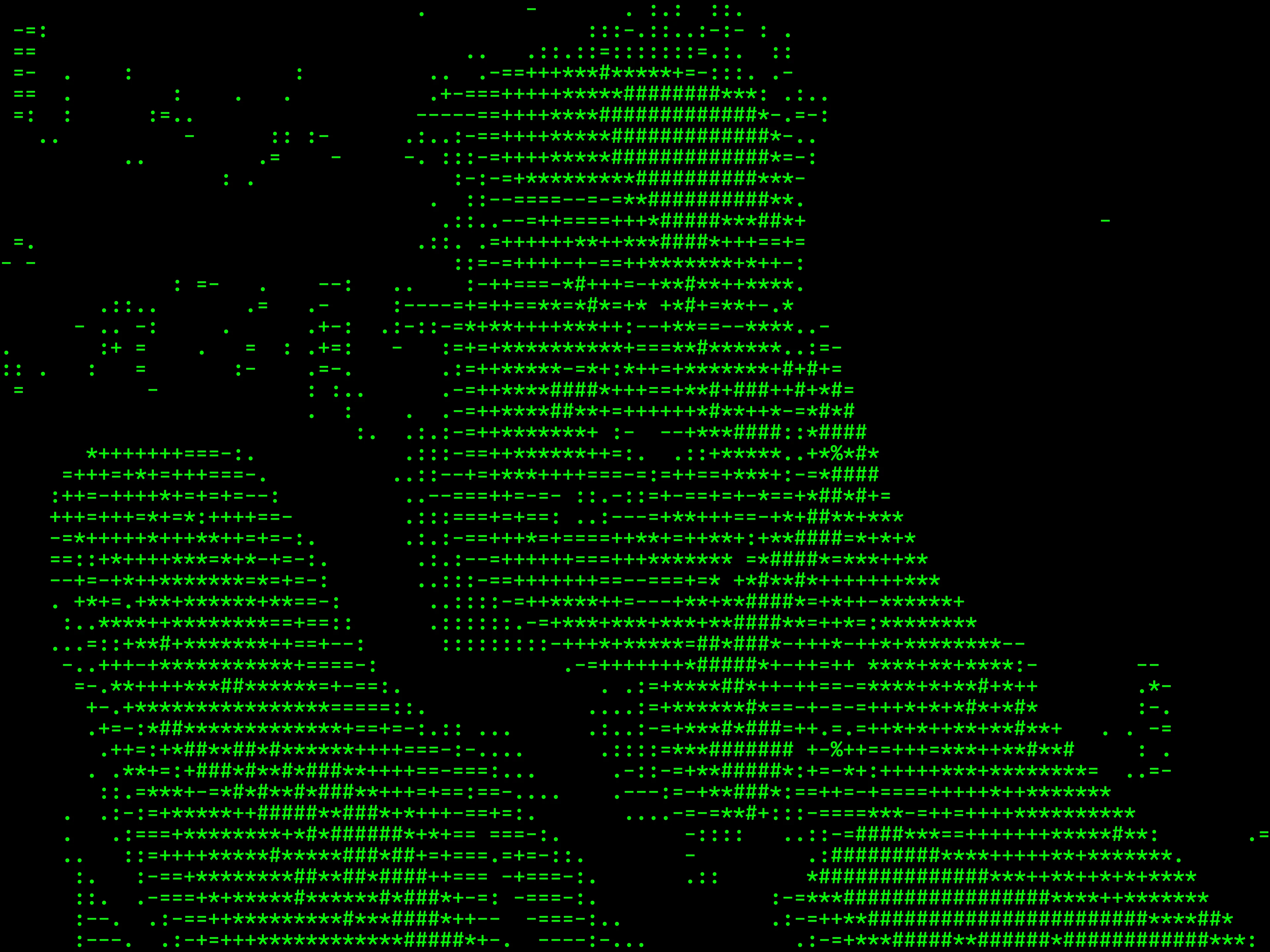 Screenshot of Terminal Vision: Live webcam-to-ASCII-art converter. Transform your camera feed into real-time text art — a free alternative to ASCII Webcam and jp2a with browser convenience.