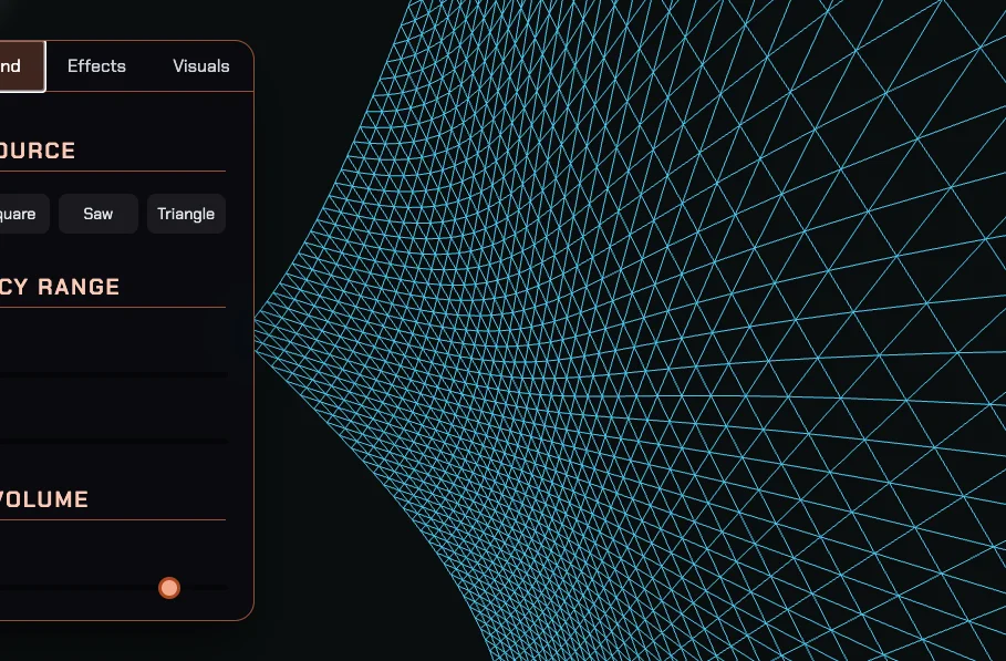 Screenshot of Theremin: Theremin simulator. Create haunting melodies by moving your mouse or finger — a digital recreation of the classic electronic instrument invented by Léon Theremin.