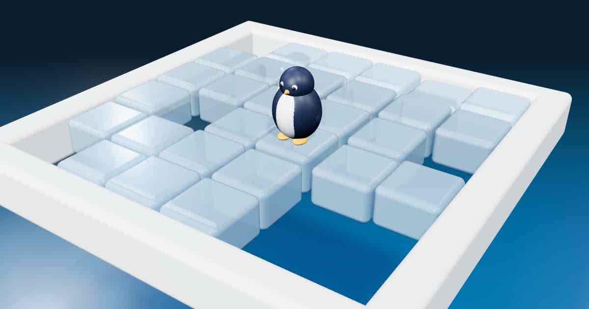 Screenshot of Thin Ice: "Don't Break the Ice?" Okay. Here's a 3D ice-block tapping game — knock out the frozen blocks one by one without dropping the penguin. Be cool!