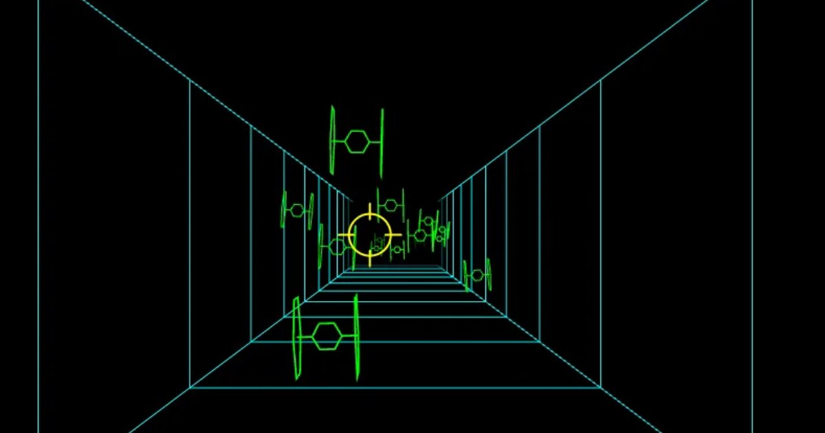 Screenshot of Trench Wars: Trench-run space shooter inspired by the Death Star assault. Pilot through a scrolling corridor and dodge obstacles — an arcade tribute to Star Wars.