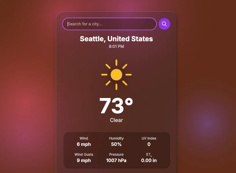 Screenshot of Weather or Not: Hyper-local weather forecast tool. Detailed current conditions and multi-day predictions for your exact GPS coordinates — fast, private, no tracking.